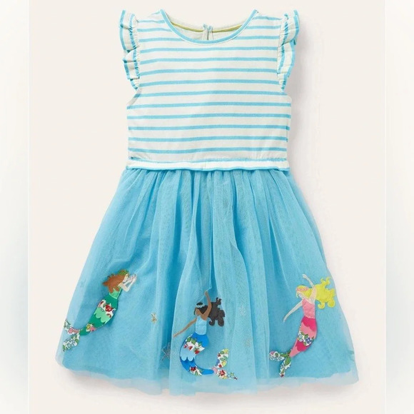 Mini Boden mermaid tulle dress appliqué embroidered knee length girls ruffles - Picture 1 of 10